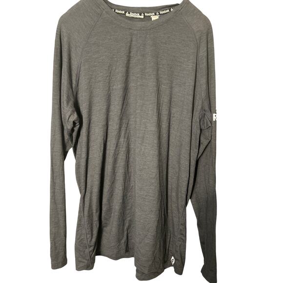 Reebok Mens Performance Shirt XL Gray
 Running Gym Breathable Long Sleeve - Picture 1 of 5